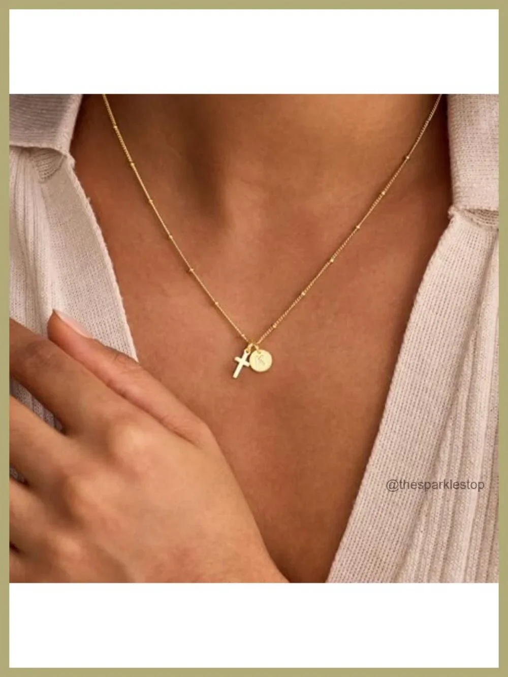 14k Gold Plated Cross Initial Necklace for Girls
